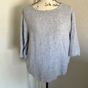 Madewell Gray Linen Blend Top Minimalist Capsule Wardrobe Boho Neutral